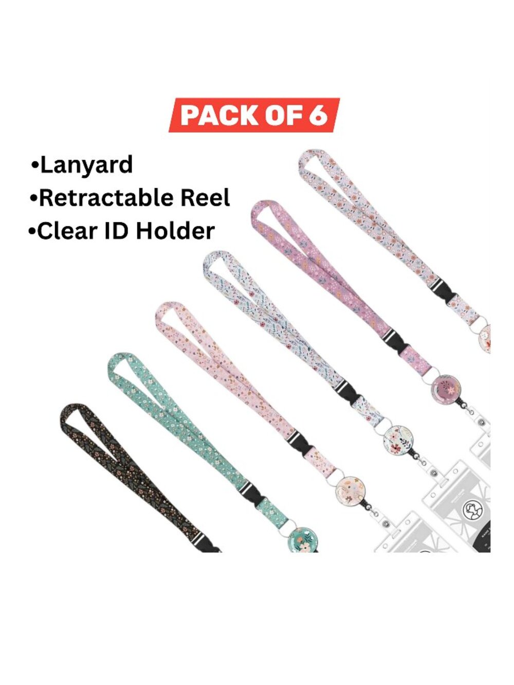 Badge Holder with Retractable Reel, ID Badge Holder Set Key Lanyard